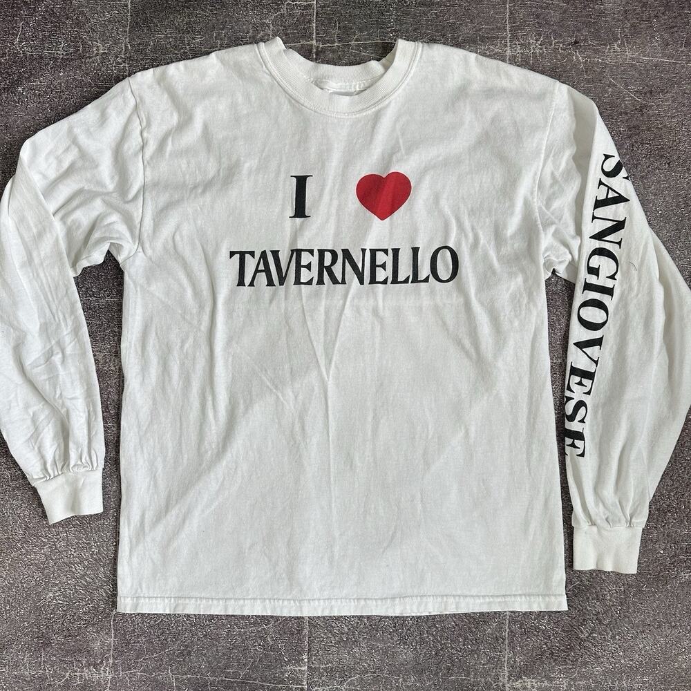 Men's Vintage Gildan I Love Tavernello Wine Sangiovese Long Sleeve T Shirt Sz L